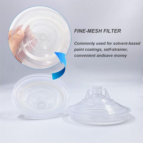 AKISEKTR Disposable Paint Sprayer Mixing Cup Liners and Lid System for HVLP Spray Gun, Car Paint Gun 20oz(600 ml) Kit with 10 Cup Liners, 10 Lids, 10 Filters, 1 Hard Cup with Retainer Ring, 2plugs in Kuwait