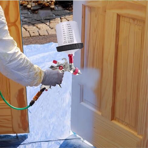 AKISEKTR Disposable Paint Sprayer Mixing Cup Liners and Lid System for HVLP Spray Gun, Car Paint Gun 20oz(600 ml) Kit with 10 Cup Liners, 10 Lids, 10 Filters, 1 Hard Cup with Retainer Ring, 2plugs in Kuwait