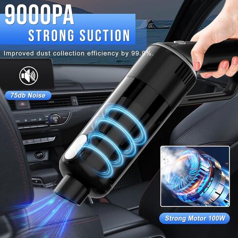 Handheld Vacuum Cleaner Cordless: 9000PA Power Suction Portable Vacuum Cleaner Rechargeable, Advanced Dust Removal Technology，Upgraded HEPA Filter, Mini Vacuum Cleaner Car Accessories (White) in Saudi Arabia
