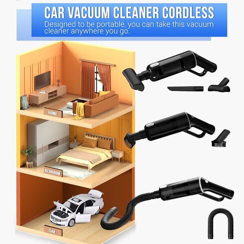 Handheld Vacuum Cleaner Cordless: 9000PA Power Suction Portable Vacuum Cleaner Rechargeable, Advanced Dust Removal Technology，Upgraded HEPA Filter, Mini Vacuum Cleaner Car Accessories (White) in Saudi Arabia