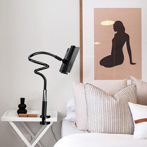 حامل معقوفة لجهاز Kindle للقراءة في السرير، حامل ذراع قابل للتعديل للسرير لهواتف iPhone، iPad، Book، Switch، Samsung Galaxy Tabs، ملحقات Kindle Paperwhite، 35 بوصة (أسود) in Kuwait