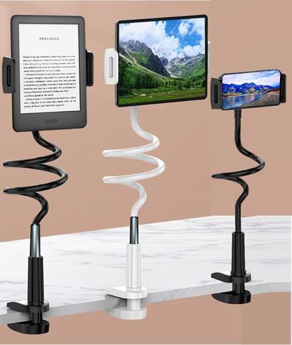 حامل معقوفة لجهاز Kindle للقراءة في السرير، حامل ذراع قابل للتعديل للسرير لهواتف iPhone، iPad، Book، Switch، Samsung Galaxy Tabs، ملحقات Kindle Paperwhite، 35 بوصة (أسود) in Kuwait