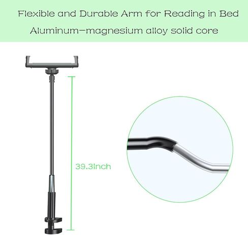 حامل معقوفة لجهاز Kindle للقراءة في السرير، حامل ذراع قابل للتعديل للسرير لهواتف iPhone، iPad، Book، Switch، Samsung Galaxy Tabs، ملحقات Kindle Paperwhite، 35 بوصة (أسود) in Kuwait