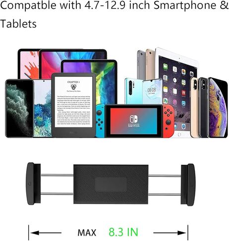 حامل معقوفة لجهاز Kindle للقراءة في السرير، حامل ذراع قابل للتعديل للسرير لهواتف iPhone، iPad، Book، Switch، Samsung Galaxy Tabs، ملحقات Kindle Paperwhite، 35 بوصة (أسود) in Kuwait