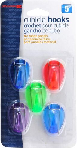 Officemate Cubicle Hooks, Assorted Translucent Colors, Pack of 5 (30181) in Saudi Arabia