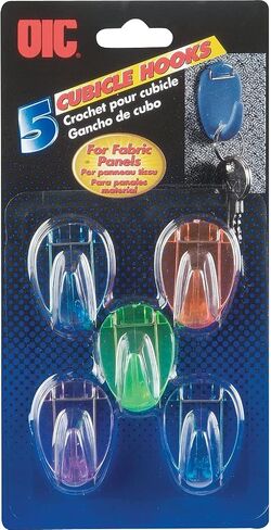 Officemate Cubicle Hooks, Assorted Translucent Colors, Pack of 5 (30181) in Saudi Arabia