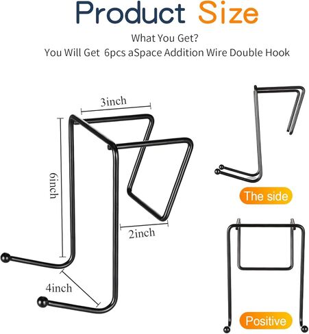 6 قطع من خطافات التعليق المزدوجة ملحقات خطاطيف معطف سوداء مقاس 3 بوصة لتقسيم الجدار الخلفي للوحة حجرة الباب، لتعليق الملابس والحقائب والقبعات والمحافظ وجيوب الملفات in Kuwait