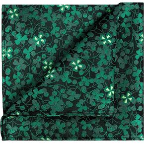 KissTies Pocket Square Irish Hanky St. Patricks Clover Pattern Handkerchief