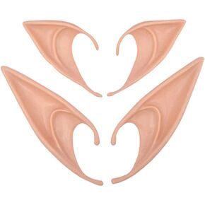Dzrige Halloween Elf Ears Long Short Latex Pixie Ears Halloween Cosplay Anime Party Dress Up Costume Accessories, 2 Pairs (Natural Complexion)