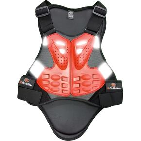 Dirt Bike Chest Protector Motocross Body Armor Vest, Motorcycle Gear for Men Off-Road Racing Body Armor Reflective Vest (Black, Medium)