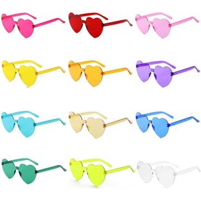 12 Pairs Heart Shaped Sunglasses，Kids Rimless Heart Shaped Sunglasses Heart Glasses Bachelorette Bride Party Favor(Assorted Colors)