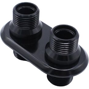 A/C Bulkhead,2-Port Billet Aluminum Heater Bulkhead Connector Hot Rod(Black)