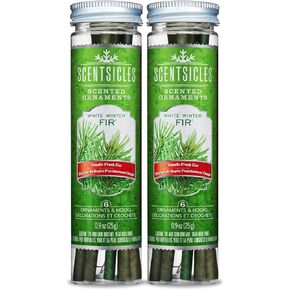 Scentsicles White Winter Fir Scented Christmas Tree Ornaments - 2 Bottles (12 Sticks Total)