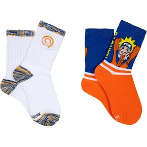Naruto Kids Crew Sock Pack (2 Pair) - Fits Kids Shoe Size 9-3