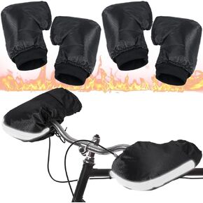 Geyoga 2 Pairs Bike Handlebar Mitts Winter Motorcycle Handlebar Gloves for Cold Weather Thermal Bicycle Mittens Pogies Windproof Handlebar Cover