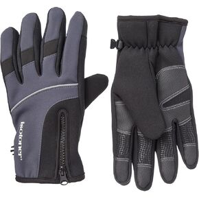 isotoner Mens Neoprene Sport Gloves with Zipper Closure, Touchscreen Compatibility and Water Repellency
