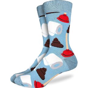 Good Luck Sock Men's Poop and Plungers Socks, Adult, Shoe Size 7-12