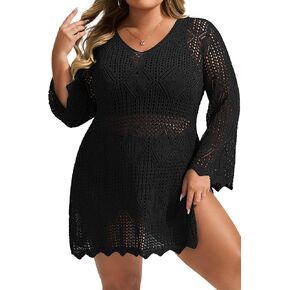 Hanna Nikole Swimsuit Coverup for Women Plus Size Summer Bathing Suit Cover Up Beach Dress Crochet Hollow Out Bikini Swimwear
