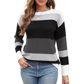 QACOHU Women's Fall Sweater 2024 Crew Neck Long Sleeve Casual Pullover Knitted Sweater Tops