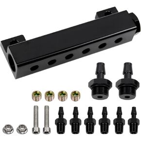 Sporacingrts Aluminum Vacuum Manifold Modified Turbo Exhaust Pressure Relief Valve Kits 6 Port Compatible with Boost Controllers and Meters
