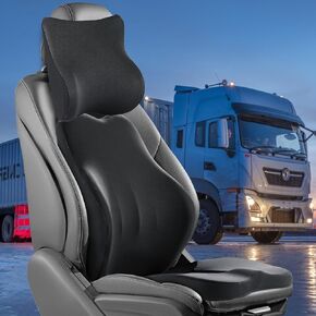 BALAPET Set Truck Seat Cushion, Memory Foam Truck Seat Cushions for Truck Drivers, Semi Truck Truck Driver Seat Pad & Back and Neck Support Set, Semi Truck Driver Accessories (Black)