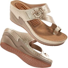 FUDYNMALC Sandals Women Wedge Shoes: Comfortable Womens Orthopedic Sandal Dressy Summer Flip Flops Fashion Walking Wedges with Adjustable