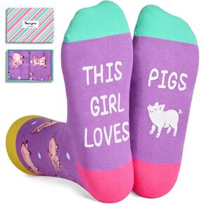HAPPYPOP Animal Gifts for Women - Horse Riding Socks Equestrian Gifts Pig Lovers Gifts Teen Girls Piggy Socks