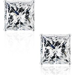 SMILEST 0.6-3ct Princess Cut Moissanite Earrings for Women, D Color VVS1 Clarity Lab Created Moissanite Earrings 18K White Yellow Rose Gold Black Ruthenium Vermeil Solitaire Moissanite Stud Earrings