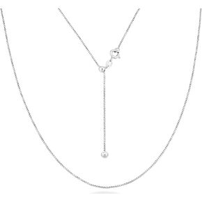 Miabella 925 Sterling Silver or 18Kt Yellow Gold Over Silver Italian 1mm Adjustable Solid Thin Bolo Box Chain Necklace for Women/Slider Chain 14-24 Inch/Made in Italy