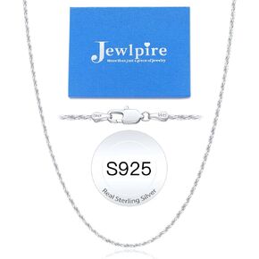 Jewlpire Italian 1.5mm Rope Chain 925 Sterling Silver Chain Necklace for Women Men, 14K Gold Chain for Women Sturdy Women's Chain Necklaces, 16 18 20 22 24 26 Inch