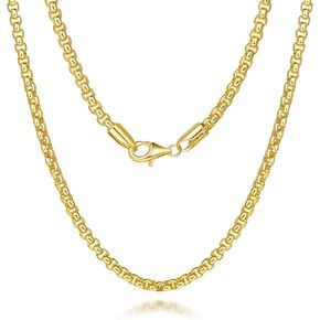 14K Gold Necklace for Women Mens Gold Chain for Men 14K Gold Box Chain Necklace for Women Waterproof Jewelry for Women Gold Necklace StackTimeless and Gender-Neutral Style Mens Chain Necklaces 16-30in