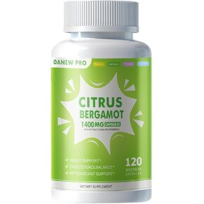 Organic Citrus Bergamot 1400mg, 120 Capsules -Citrus Bergamia - Essential Oil and Citrus Bioflavonoids - Natural Heart Health Supplements for Women and Men - Non-GMO Pills