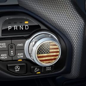 Dial Shifter Metal Trim Plate Decorative Knob Sticker,Gear Shift Switch Knob Cover Compatible for RAM 1500/Rebel 2500,Chrysler 200/300/Pacifica&Voyager (America Flag A)