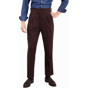 Men's Gurkha Naples Italian Style Corduroy No Need to tie a Belt High Waisted Dress Pants