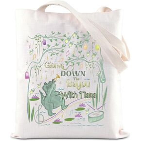 KUIYAI Princess And Frog Movie Inspired Tote Bag WDW Princess Tiana Lovers Canvas Bag Magic Kingdom Gift Adventure Trip Gift
