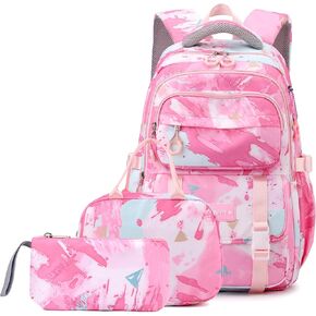 Backpack for Girls Kids Backpacks with Lunch Box Elementary Middle High School Backpacks Students Bookbag Set School Bags for Teens Girls (Purple)
