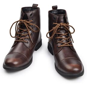 Harssidanzar Motorcycle Boots For Men,Dress Boots for Men Casual Boots Combat Ankle Dress Leather Boots KM302US