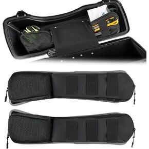 Saddlebag Lid Organizers 2 Pack, Universal Saddle Bag Lid Organizer Pouch Set with Elastic Slots Compatible with Harley Davidson 1993-2022 Touring Road King, Electra Glide, Road Glide, Black