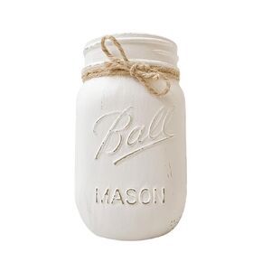White Mason Jar Centerpieces for Tables, Mason Jar Centerpieces White, Pint Mason Jars For Centerpieces, Painted Mason Jars for Centerpieces, Small Mason Jars Pen Holder, White Mason Jar Decor