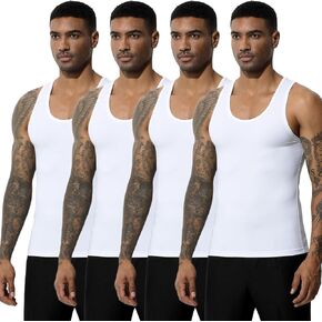Arjen Kroos Men's Workout Tank Top 4 Pack Muscle Sleeveless Gym Shirts Activewear Slimming Vest Undershirts
