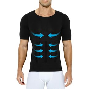 Arjen Kroos Men's Gynecomastia Compression Shirts Shapewear Body Shaper Slimming Undershirts,BLACK-ML5006,X-Large