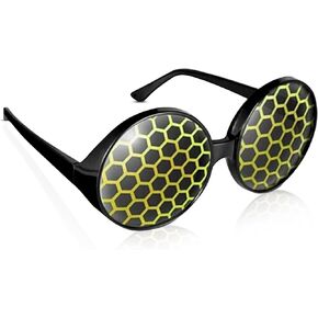 Vaulted Skulls & Co Insect Glasses Costume | Honey Bee Glasses | Bumble Bee Accessory | Honeycomb Sunglasses | Standard Size