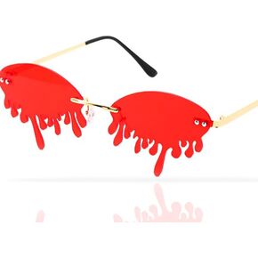 Novelty Red Sunglasses Christmas Glasses Tear Dripping Shape Flame Outdoor Eyewear Festival sunglasses Rave Accessories for Women and Girls