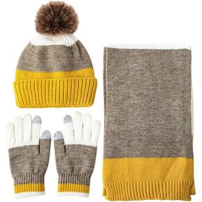 PFLife: Hat Scarf Gloves Set Kids, With Gift Box, Winter Gift Set for Girls and Boys, Warm Thermal Knitted Beanie Cap