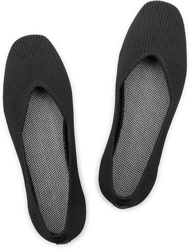 Frank Mully Womens Casual Flat Shoes Square Toe Shoes Knitted Work Flat Comfort Dressy Flat Shoes for Daily Washable in Saudi Arabia