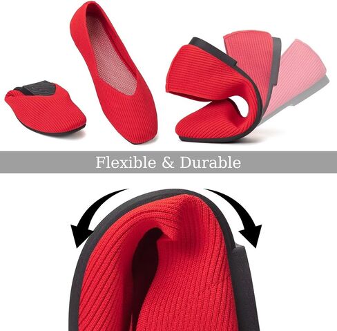 Frank Mully Womens Casual Flat Shoes Square Toe Shoes Knitted Work Flat Comfort Dressy Flat Shoes for Daily Washable in Saudi Arabia