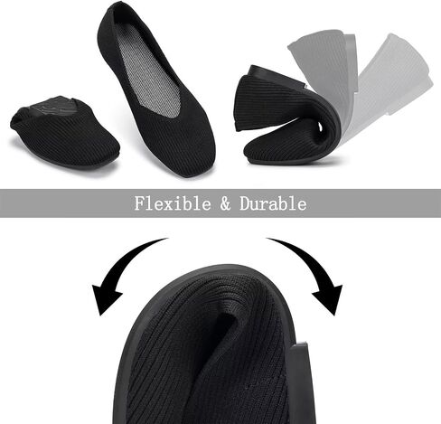 Frank Mully Womens Casual Flat Shoes Square Toe Shoes Knitted Work Flat Comfort Dressy Flat Shoes for Daily Washable in Saudi Arabia