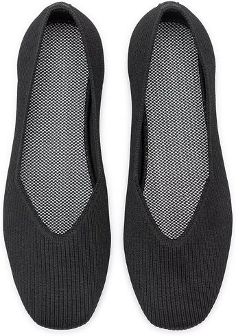 Frank Mully Womens Casual Flat Shoes Square Toe Shoes Knitted Work Flat Comfort Dressy Flat Shoes for Daily Washable in Saudi Arabia