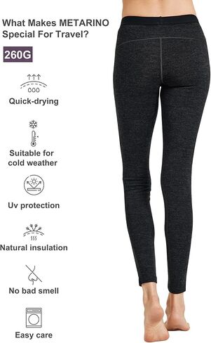 METARINO 100% Merino Wool Base Layer Women Pants -Midweight Thermal Underwear Bottoms for Skiing,Hiking,Cycling,Sports in Kuwait
