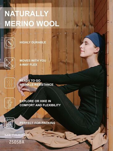 METARINO 100% Merino Wool Base Layer Women Pants -Midweight Thermal Underwear Bottoms for Skiing,Hiking,Cycling,Sports in Kuwait